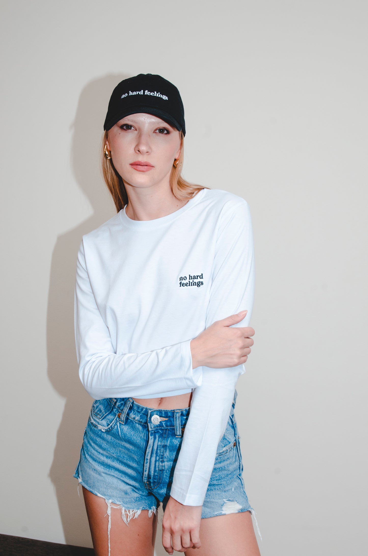 White Long Sleeve Crop Top