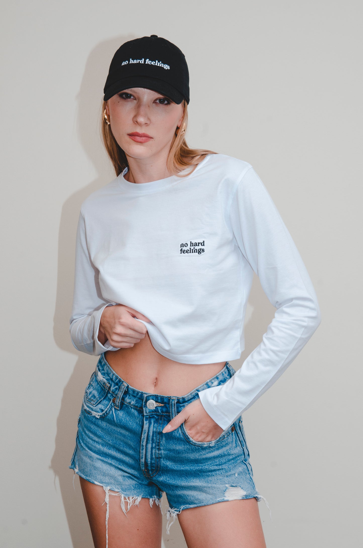 White Long Sleeve Crop Top