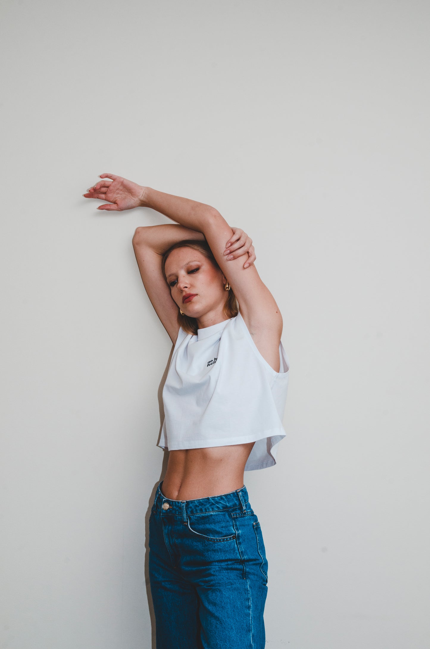 White No Sleeve Crop Top