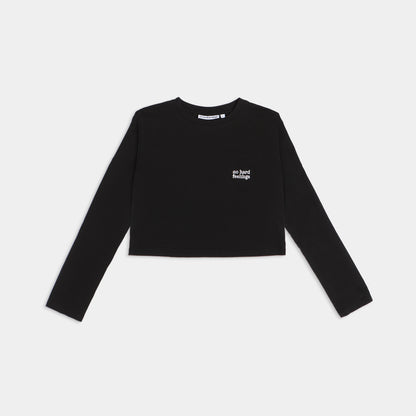 Black Long Sleeve Crop Top