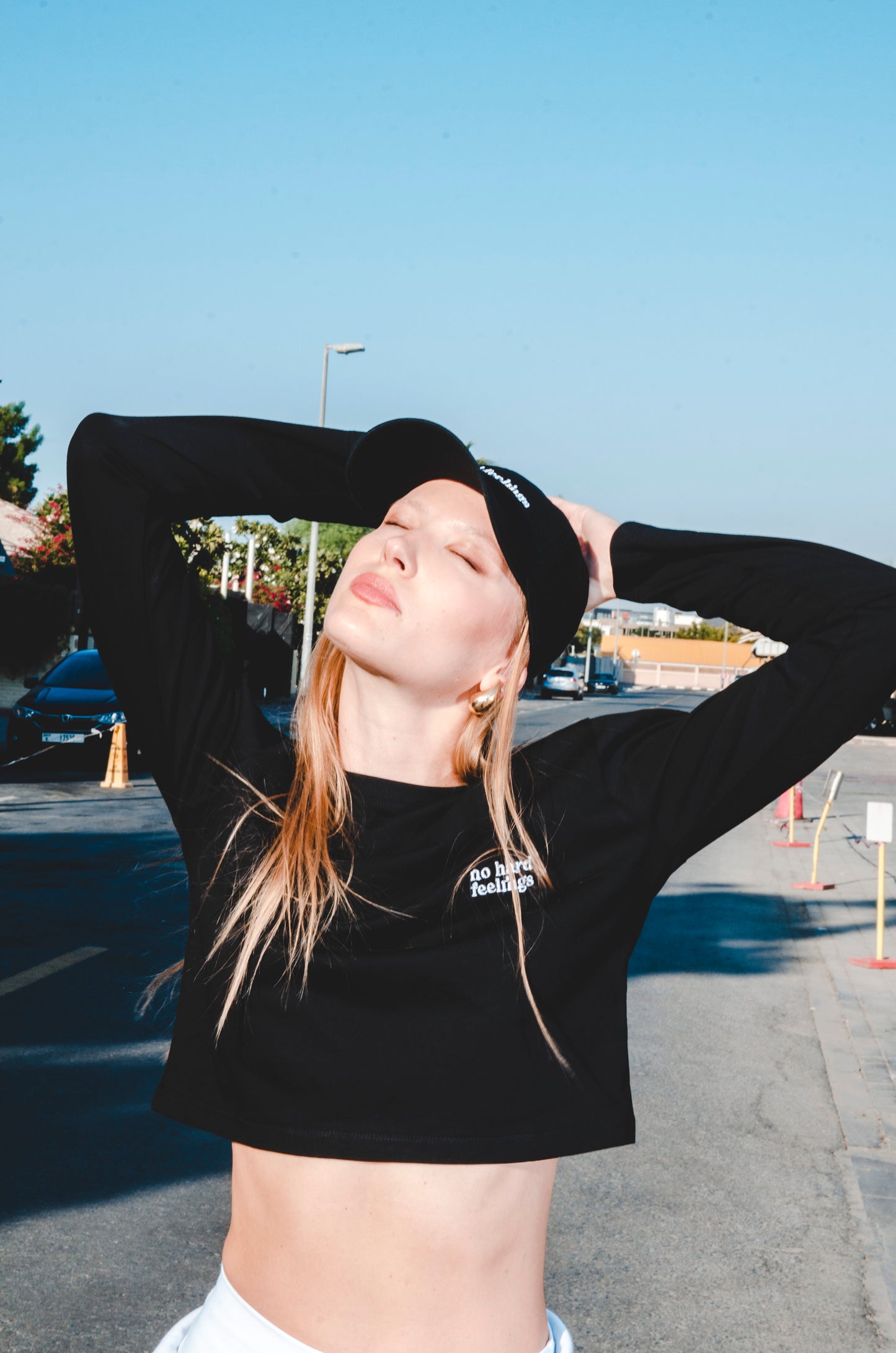 Black Long Sleeve Crop Top