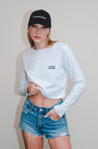 White Long Sleeve Crop Top